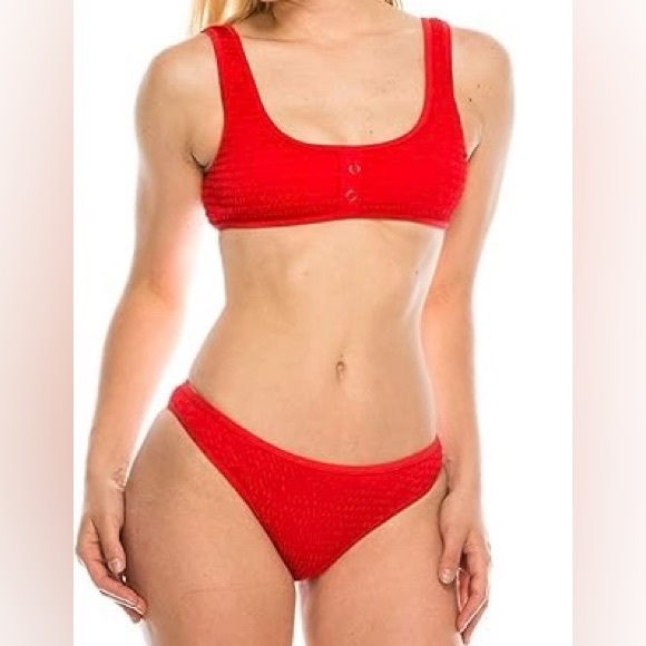Kendall & Kylie Other - Kendall & Kylie Red Henley Style Bikini Set